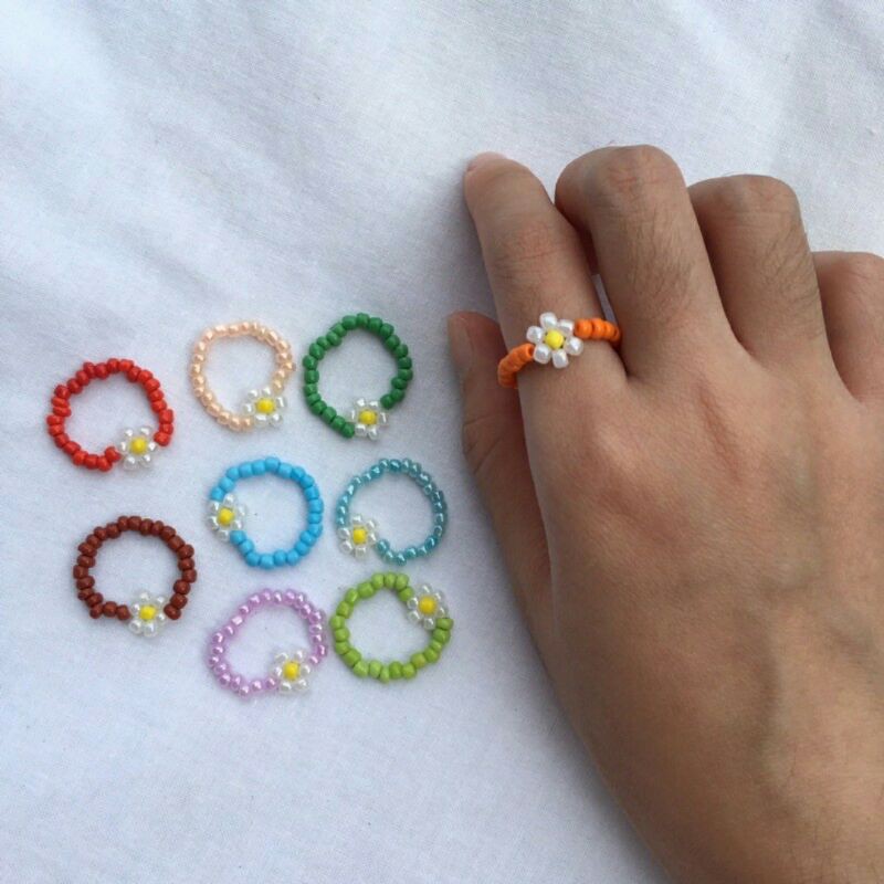 Cincin mute Bunga / Candy Glow Road Lamp Fan's Beads Ring /Cincin manik manik