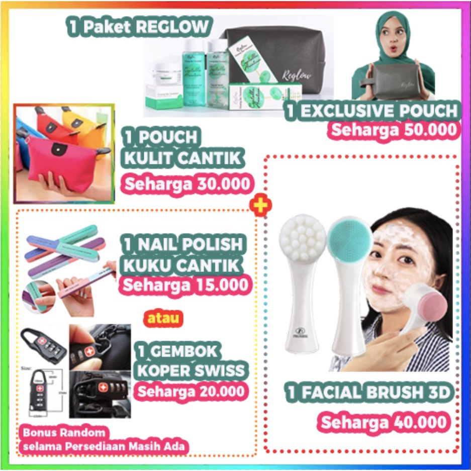 REGLOW SKINCARE [BONUS EXTRA] PAKET GLOWING ORIGINAL BPOM MENCERAHKAN WAJAH PUTIH KENYAL