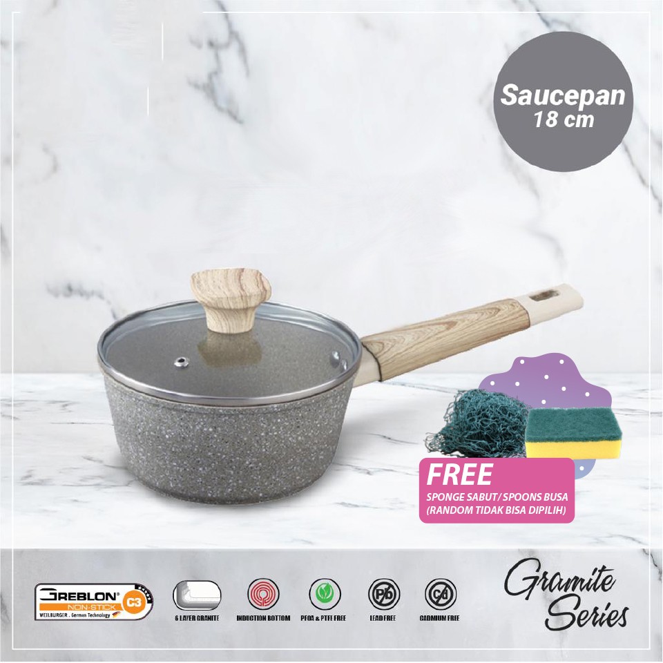 STEIN/STEINCOOKWARE/SAUCEPAN/18CM/PANCI/GRANITE SERIES/ GREBLON SAUCEPAN