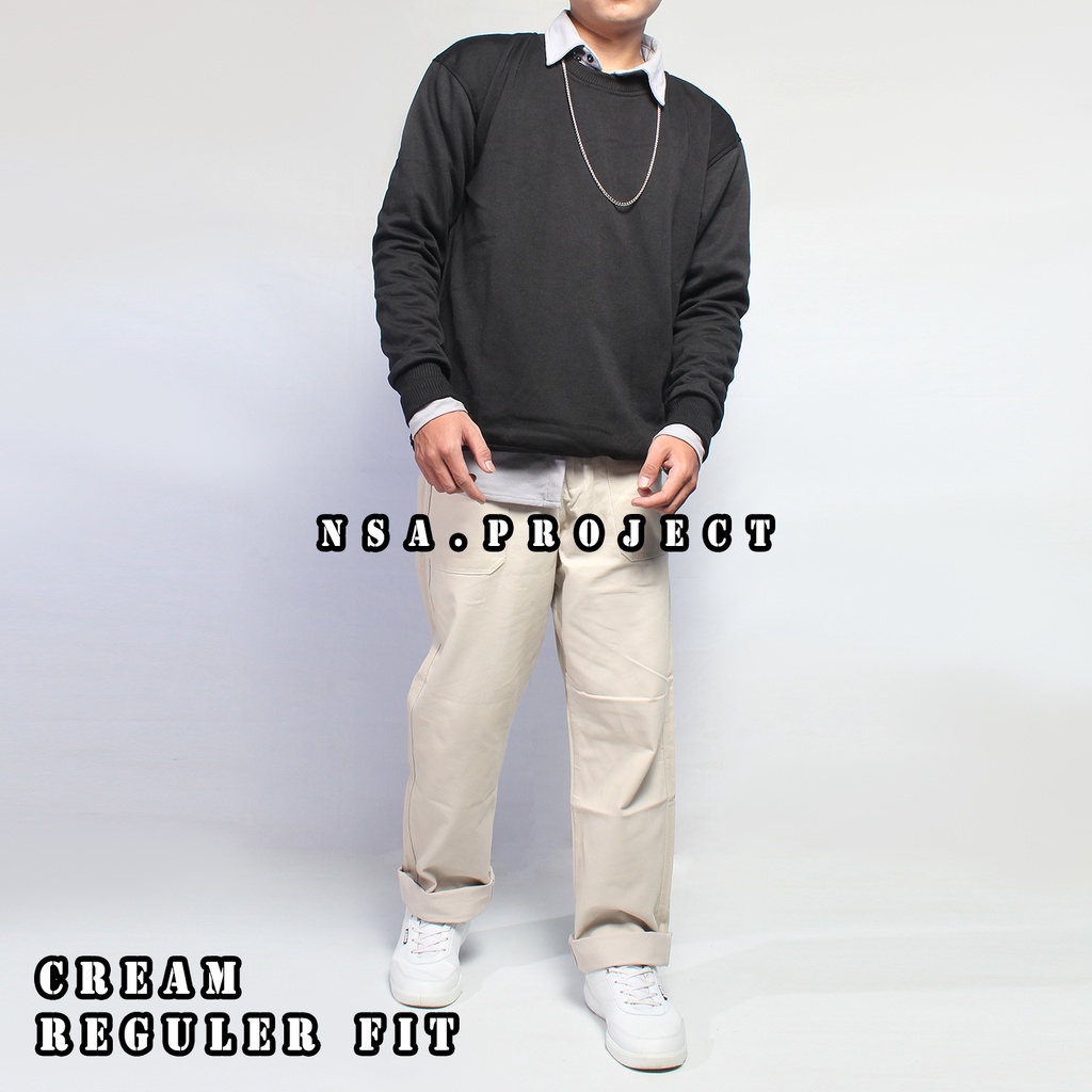 Fatigue Pants Chino Reguler Fit Oversize Unisex Cream