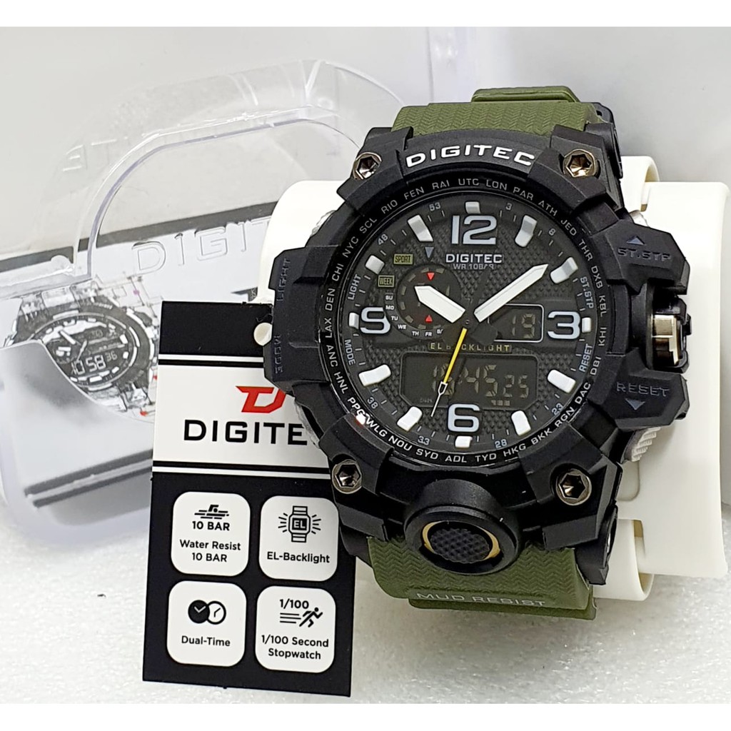 Jam Tangan Pria Digitec Original Dueltime 21504CT Tali Rubber