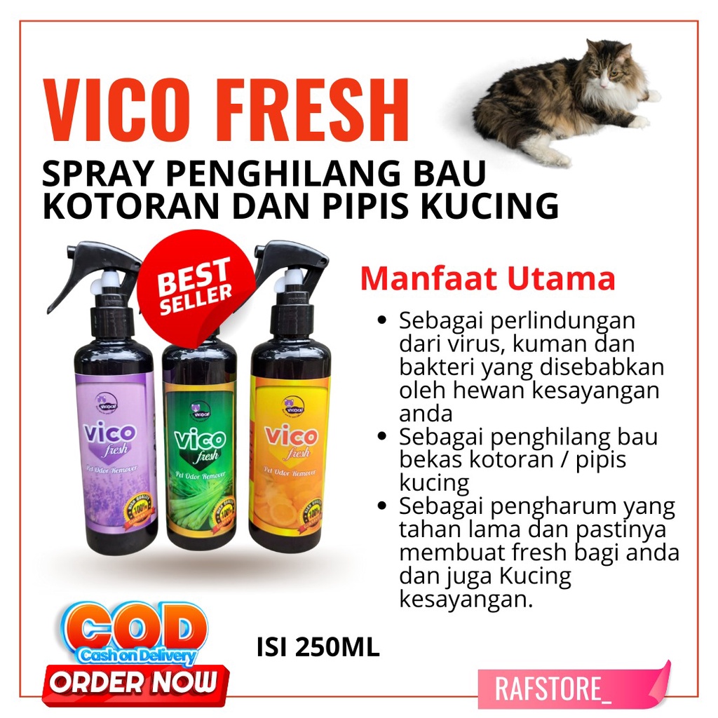 VICO FRESH Pengharum dan Penghilang Bau Kotoran Kucing / pewangi kucing menghilangkan bau kotoran / 