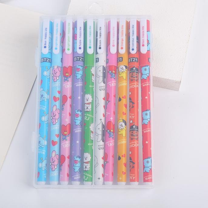 

Limited - PULPEN GEL MOTIF BTS BT21 1 SET 10 WARNA TULISAN LUCU IMUT / BOLPEN GEL KARAKTER QQ73 !
