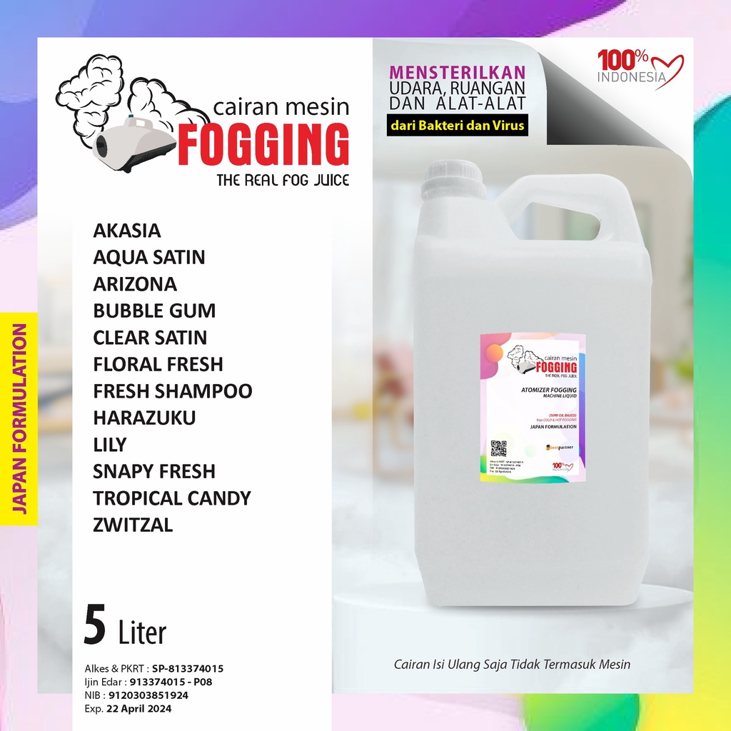 Cairan Mesin Fogging Varian Aroma New Segar 5 Liter / Cairan Fogging Atomizer Segar 5 LIter Jerigen