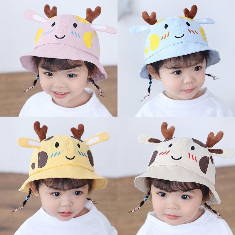 Topi bayi Bucket pantai Giraffe motif bordir lucu Import baby Hat