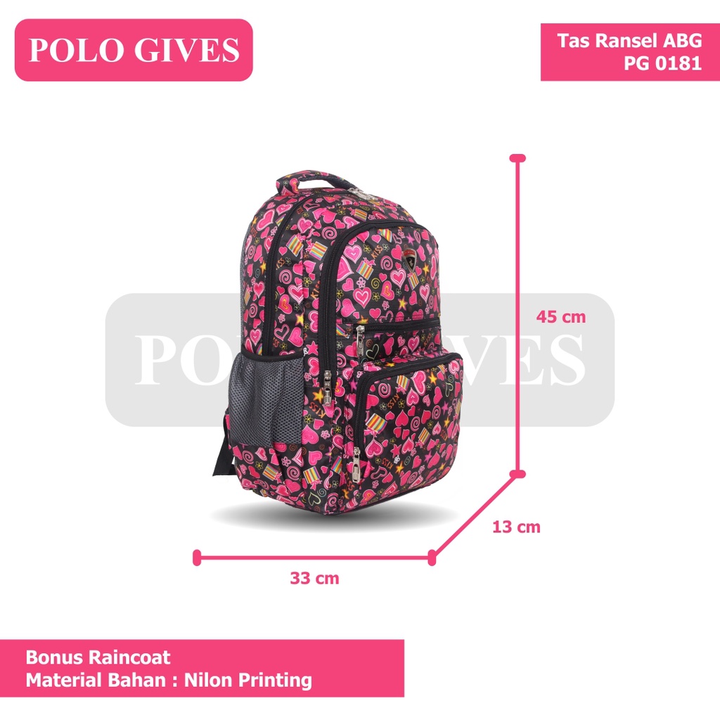 [KLIKTAS] Tas Ransel ABG Sekolah Unisex Import Polo Gives PG 0181/ Backpack / Tas Punggung