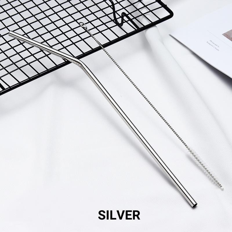 Sedotan Stainless Steel Straw Ramah Lingkungan Lengkung Kuat