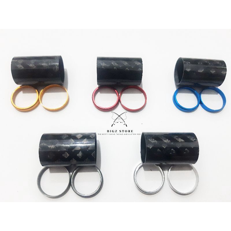 SET ALU RING MAHKOTA REEL SEAT (CARBON TUBE+2 RING) VARIASI KEPALA REEL SEAT 16 17 18 WARNA MERAH SI