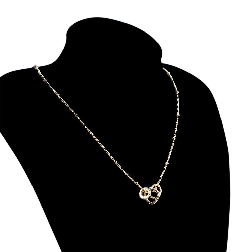 Mxbeauty Liontin Kalung Perempuan Gadis Klavikula Rantai Leher Choker Hadiah Kekasih Zirkon Kalung Tiga Cincin