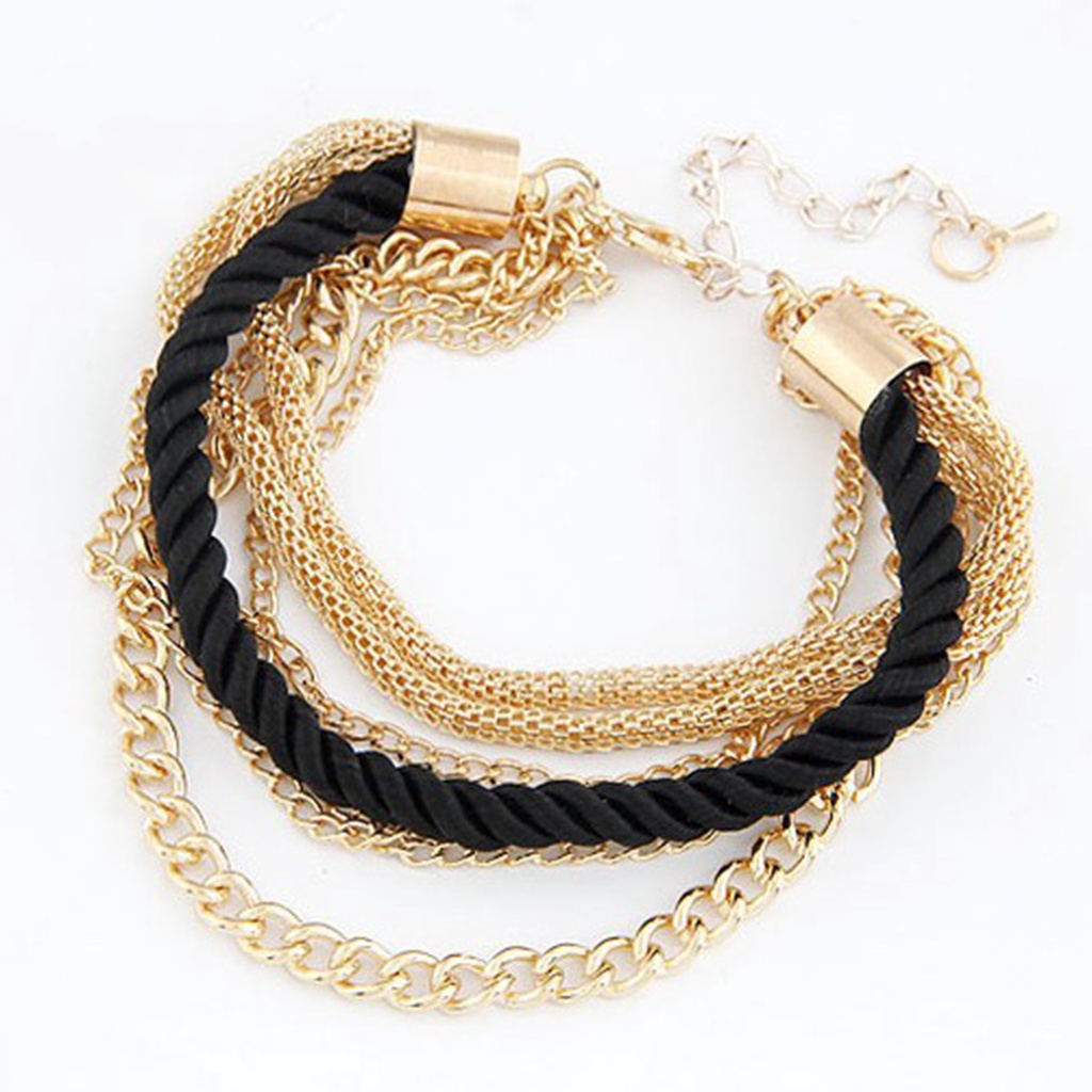 Hu Hu Hu Hu Hu Alat Bantu Pasang Kacamata♡ Gelang Rantai Multilayer Adjustable Bahan Alloy Metal Untuk Wanita
