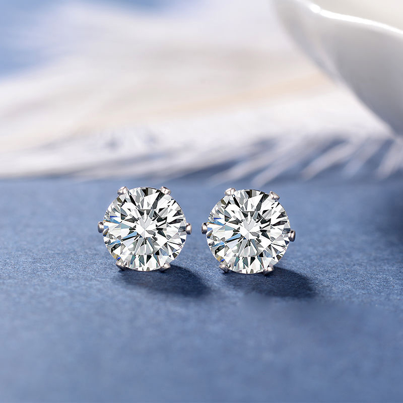 Anting Tusuk Sterling Silver 925 Hypoallergenic Gaya Korea Dengan Zircon Untuk Wanita