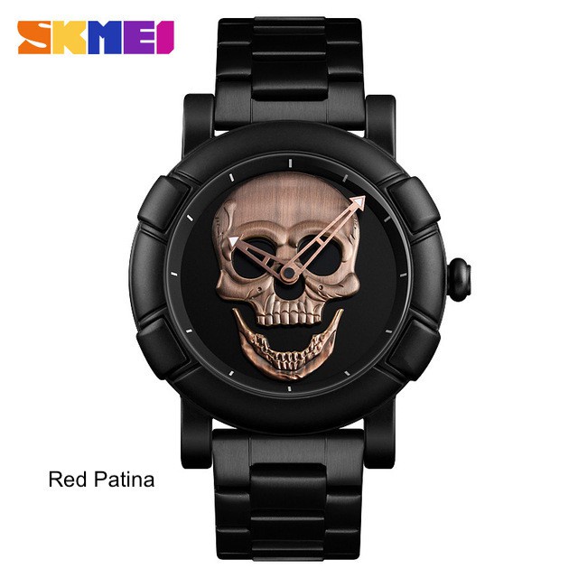 Jam Tangan SKMEI 9178 Watch Jam Tangan Pria Wanita Tengkorak Skull Digital Analog Tali Stainless