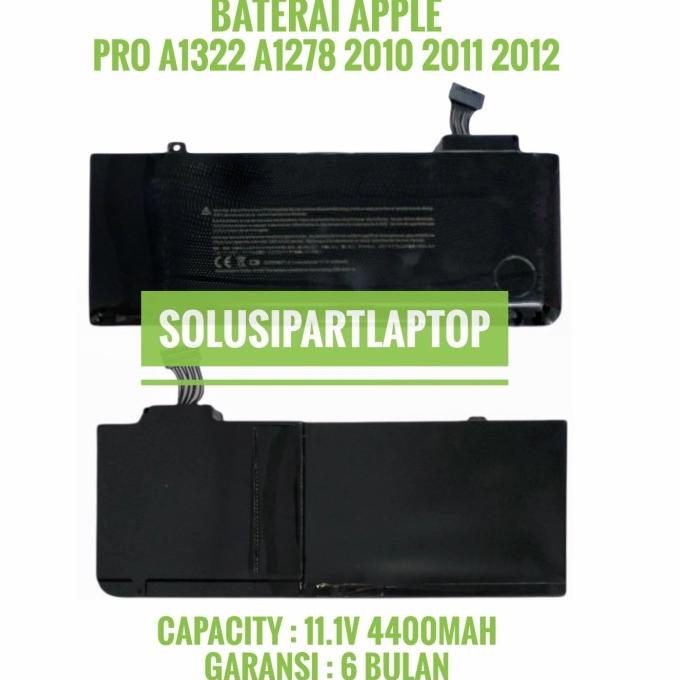 Baterai Laptop BATERAI APPLE MACBOOK A1322 A1278 BLACK