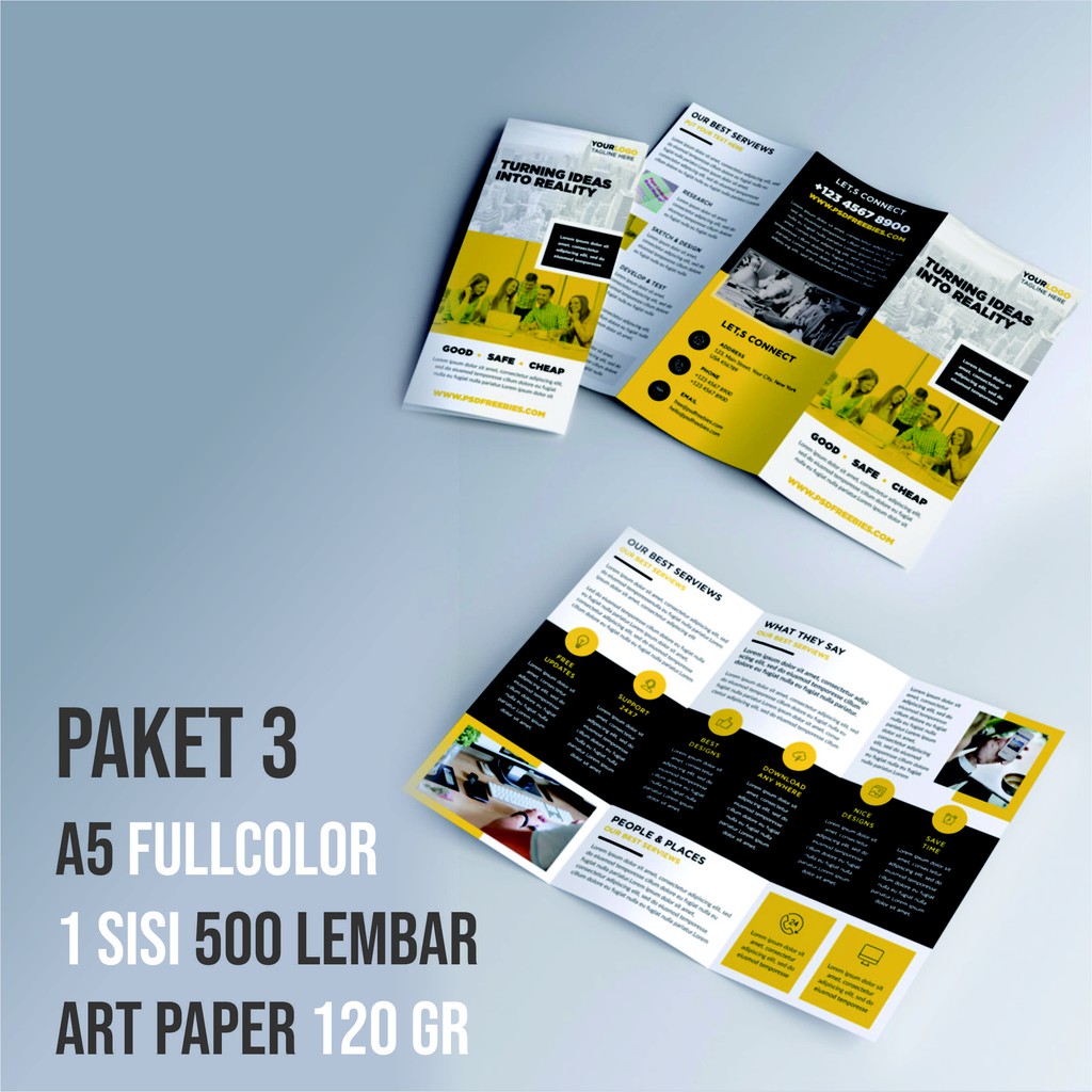 Paket Cetak Brosur Flyer Ukuran A5 Art Paper 120gr Shopee Indonesia