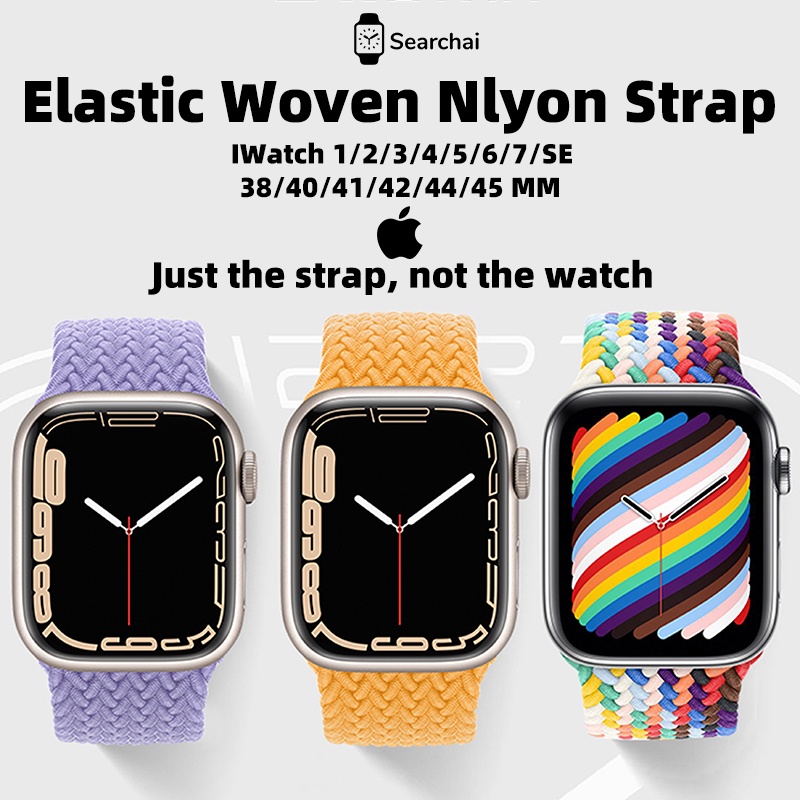 Strap 38mm 40mm 41mm 42mm 44mm 45mm Elastic Woven Nylon Strap for  iwatch  Series 7 6 5 4 3 2 1 SE Tali jam