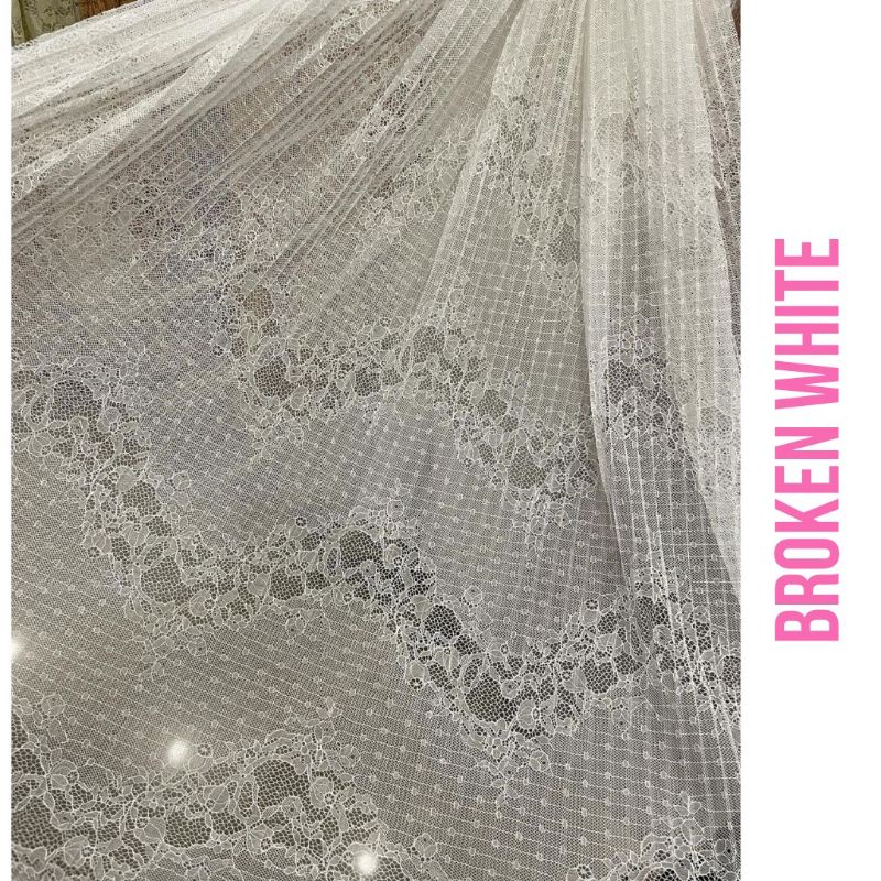 Tille plisket motif lace broklat chantily plisket