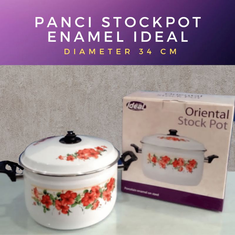 Panci Enamel Oriental Stock Pot Ideal (Diameter : 34 cm)