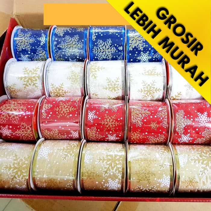 

DEKORASI PITA NATAL HIASAN PARCEL MURAH DEKORASI NATAL PITA GLITER