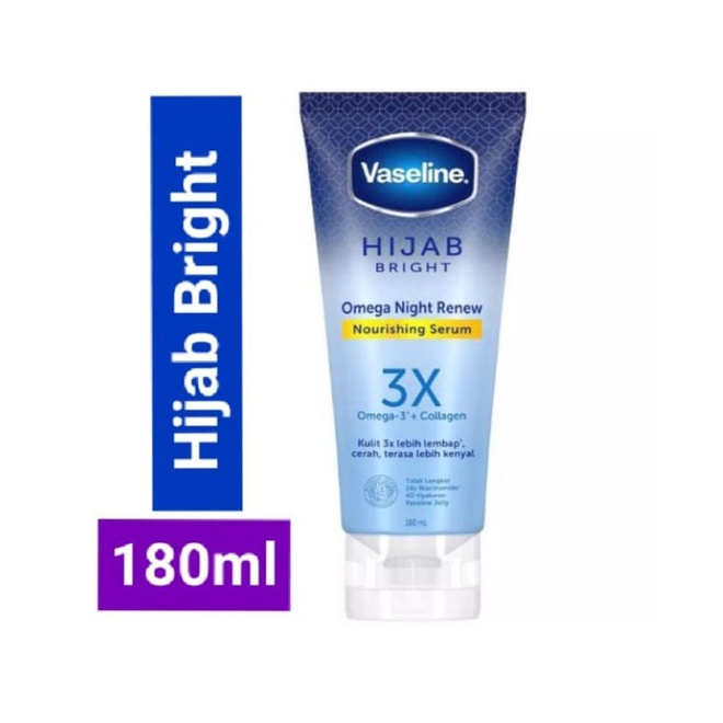 Vaseline Hijab Bright Nourishing Serum Omega Night Renew 180ml
