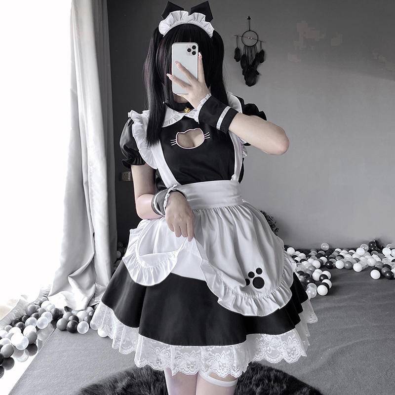 【Wetrose】Ready Stock Cosplay Cute Cat Girl Sexy Neko Kawaii Maid Outfit Japanese Lolita Uniform Dress Pembantu Set