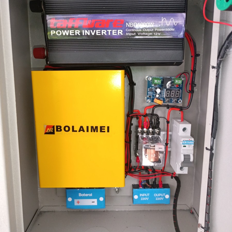 box panel backup 500w inverter PSW 1000w 12v to 220v otomatis