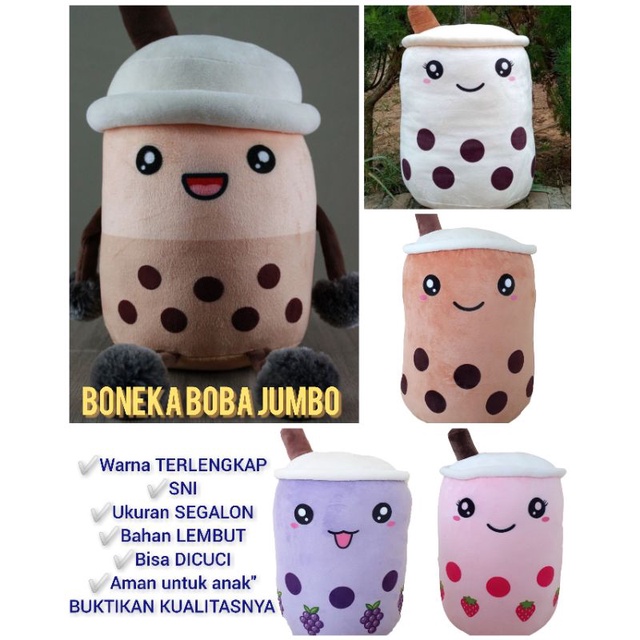 [BISA COD] BONEKA BOBA BUBBLE MILK TEA JUMBO SNI BROWN SUGAR GRAPE MILK TEA STRAWBERRY BONEKA BOBA K