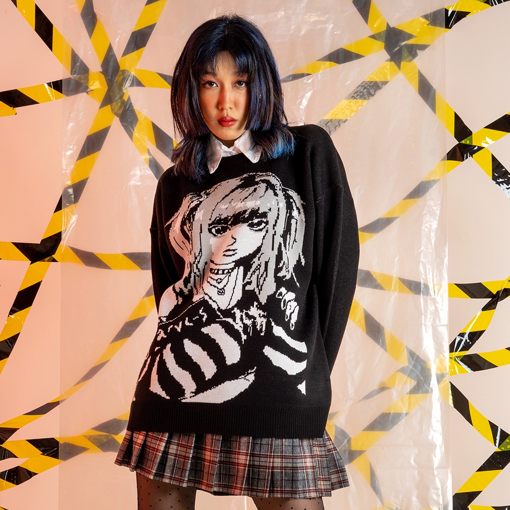Yesyou Misa Amane Black Oversized Knitwear