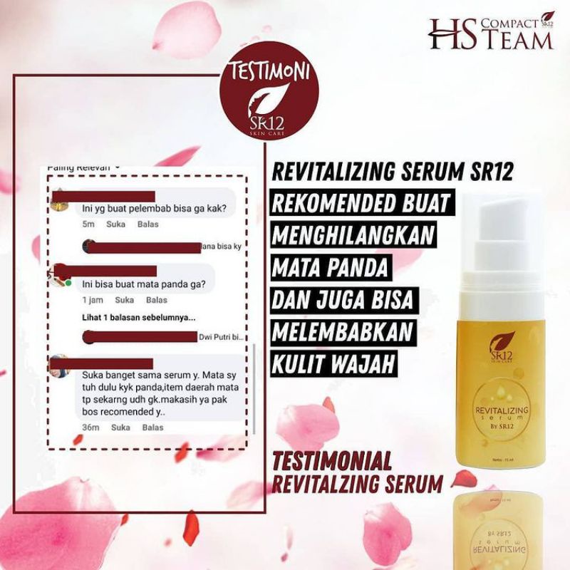 SR12 Revitalizing Serum Colagen Atas Bopeng Bekas Jerawat Lingkar Hitam Mata Panda Melembabkan dan Mencerahkan Kulit Wajah