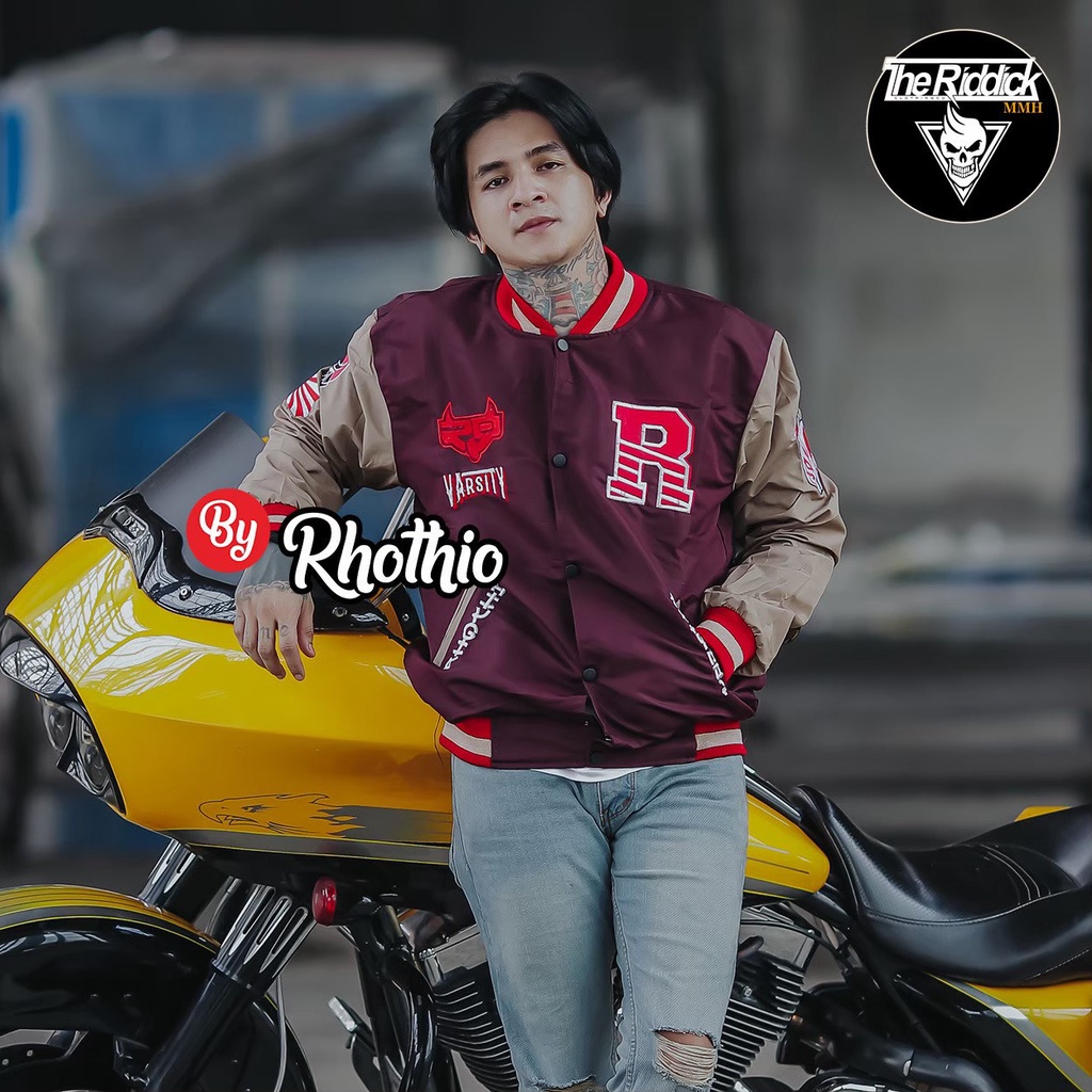 Varsity Rhothio Full Bordir | Jaket Bomber Varsity Jacket Vintage Baseball Oversize Jumbo Original The Riddick