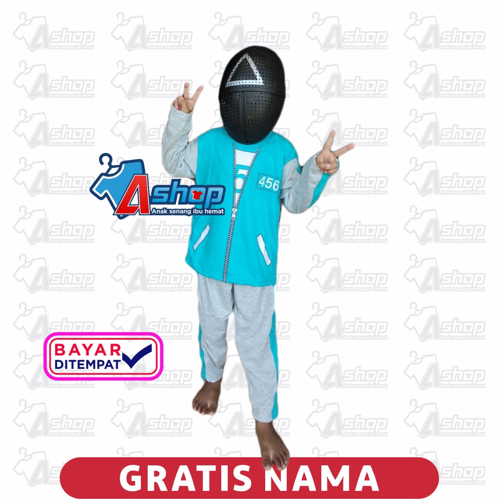 Kostum Anak Setelan SquidGame Gratis Sablon Nama