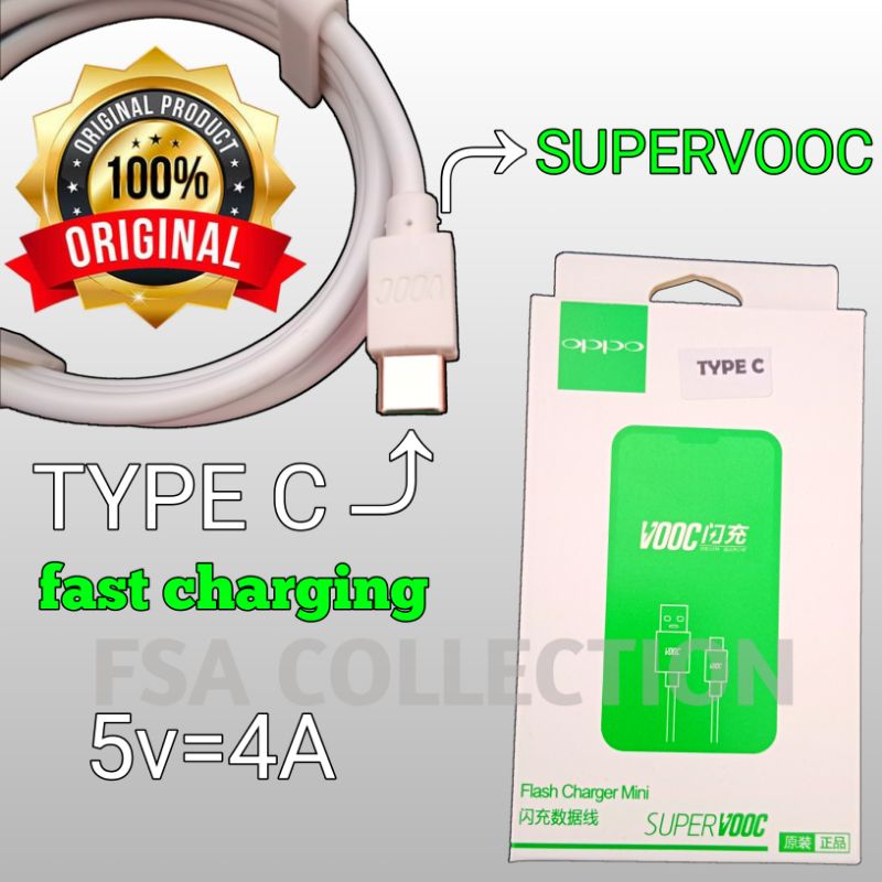 KABEL DATA OPPO VOOC TYPE-C FAST CHARGING ORIGINAL WITH BOX