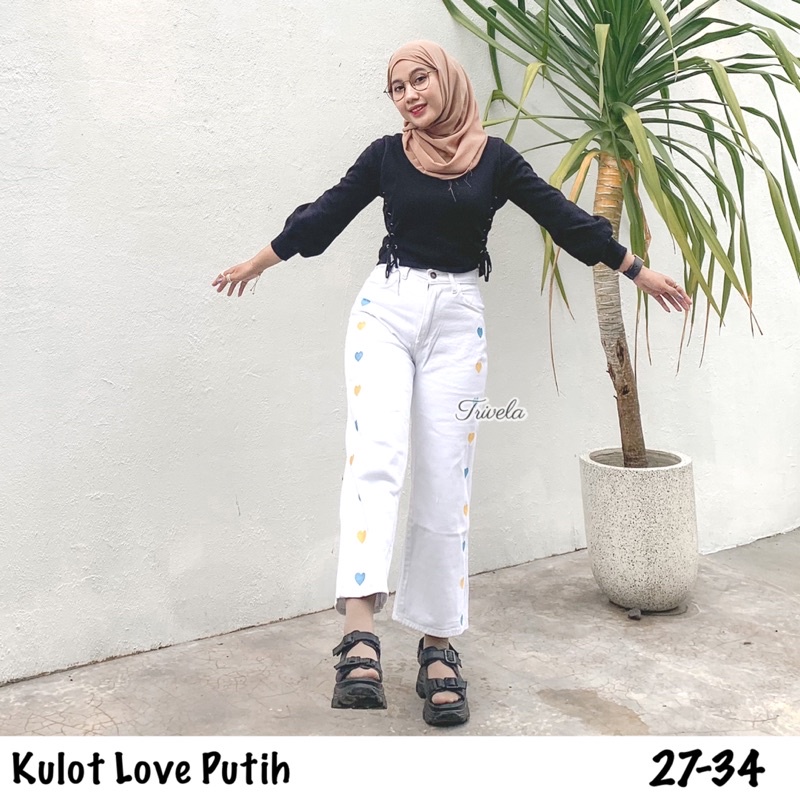 TRIVELA - Loose Cullotes Putih / Kulot Love Putih