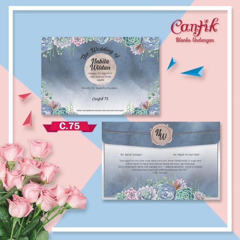COD CETAK UNDANGAN NIKAH CANTIK 75 MINIMAL ORDER 50 PCS (PERNIKAHAN / KHITAN)