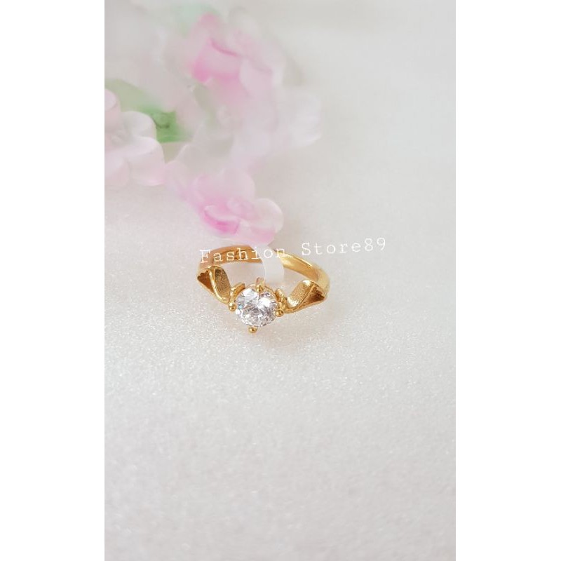 new cincin Titanium gold fashion permata putih cincin emas titanium model fashion Antikarat