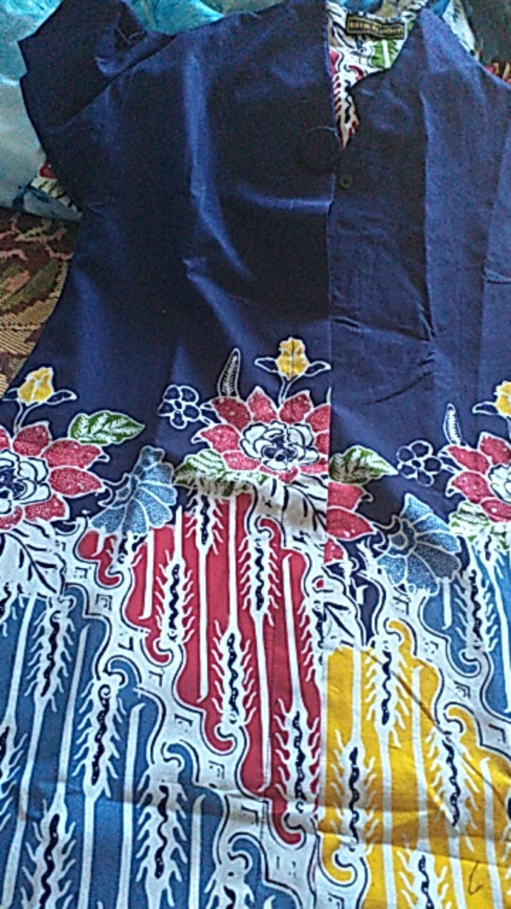 Batik Pria Kembang Biru Batik Solo Halus Asli Katun Primisima Full Furing