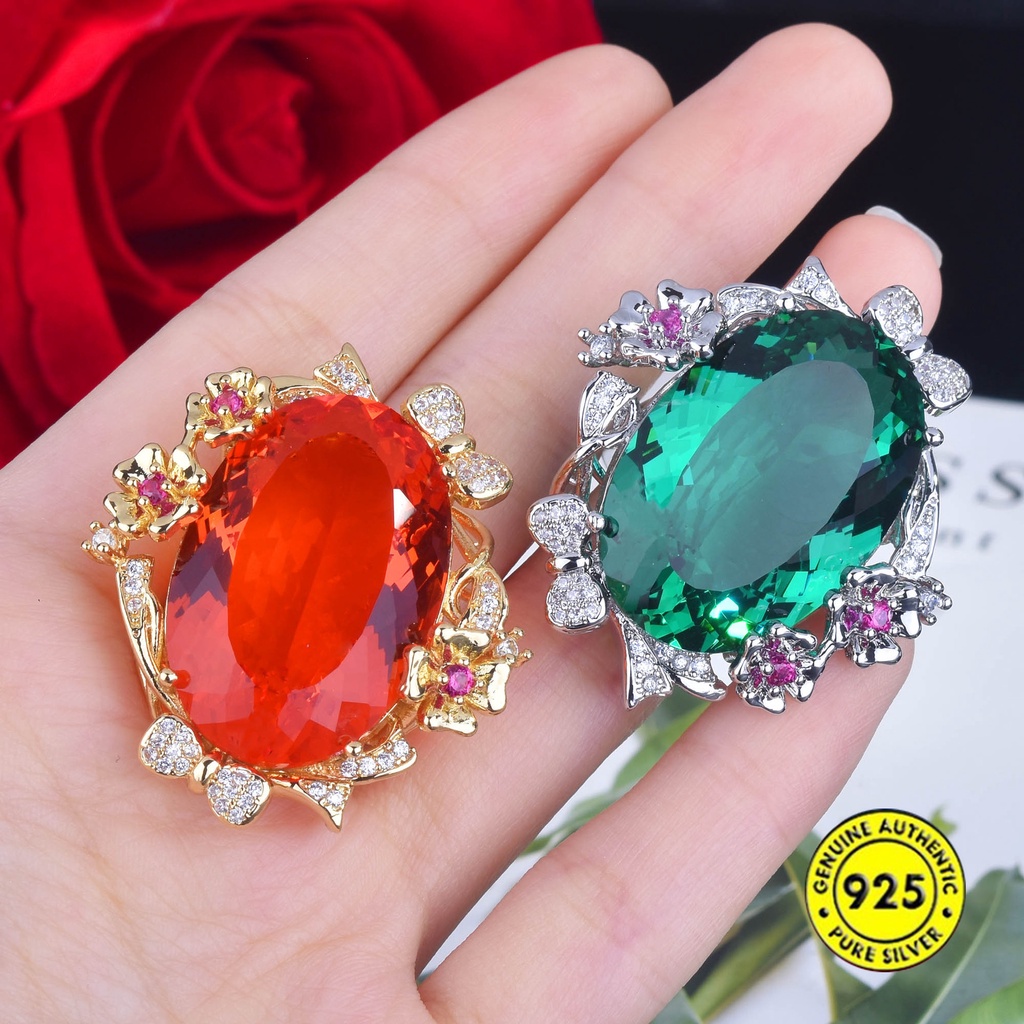 Cincin Model Terbuka Adjustable Ukuran 20x30cm Dengan Permata Berwarna Untuk Wanita