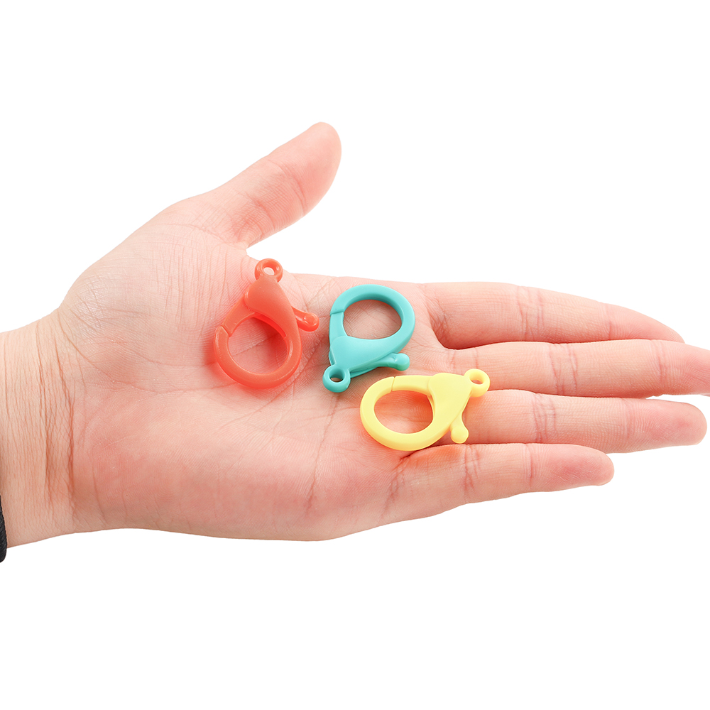 Ready Stock 50Pcs/lot 25mm  Colorful Plastic Key Chain Ring Metal Lobster Clasp Hooks Clips Connectors For DIY Jewelry Making Supplies Accessories