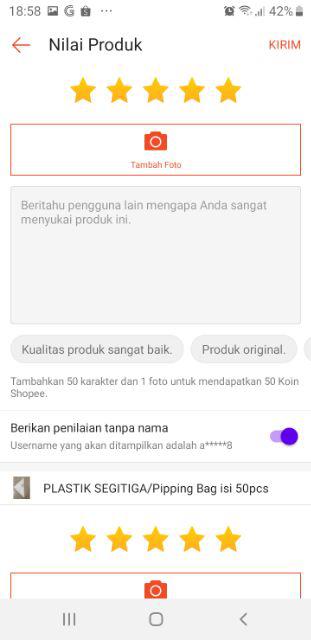 Plastik Segitiga/pipping Bag Isi 100pcs