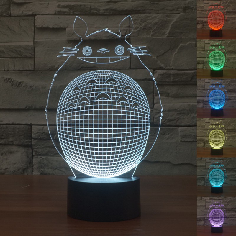 Lampu Meja LED Desain My Neighbor Totoro 3D  dengan 7 Warna  