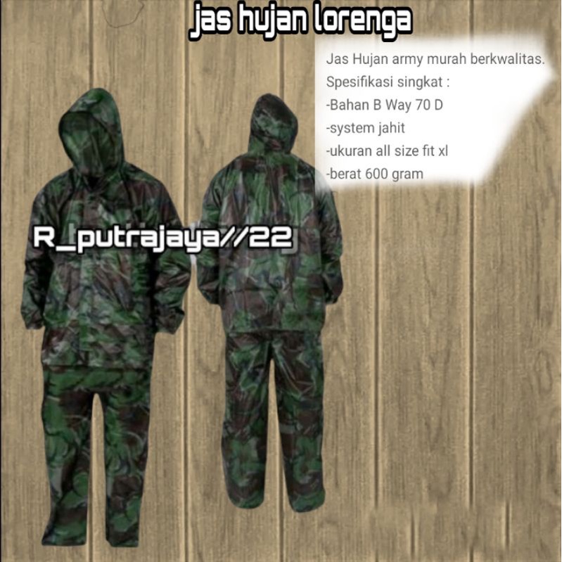 jas hujan loreng TNI / jas hujan army / setelan mantel loreng army tactical