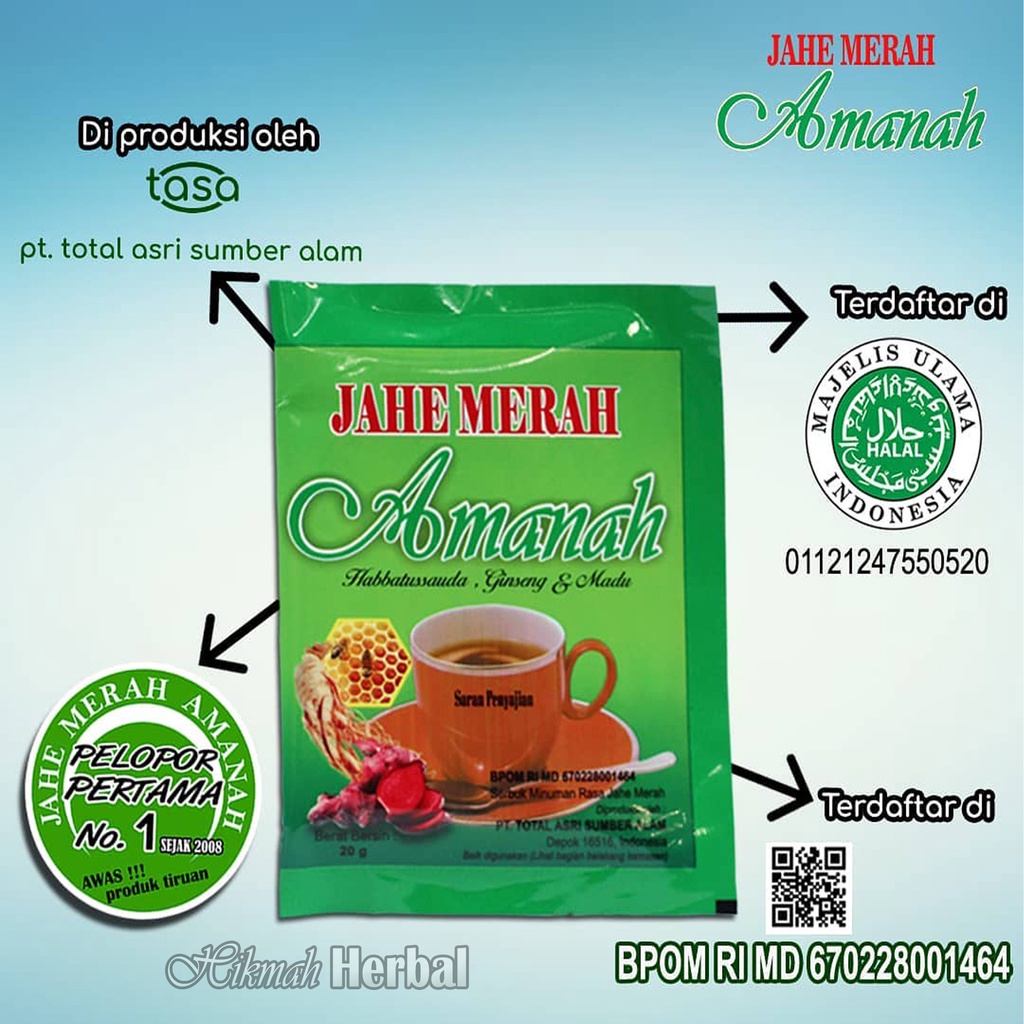 

Jahe Merah Amanah Plus habbatussauda, Gingseng, Madu