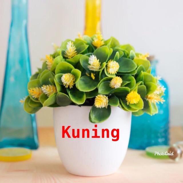 TL88 P2039 POT TANAMAN  BUNGA HIAS BUNGA DEKORASI RUANGAN BUNGA PLASTIK HIAS-Kuning