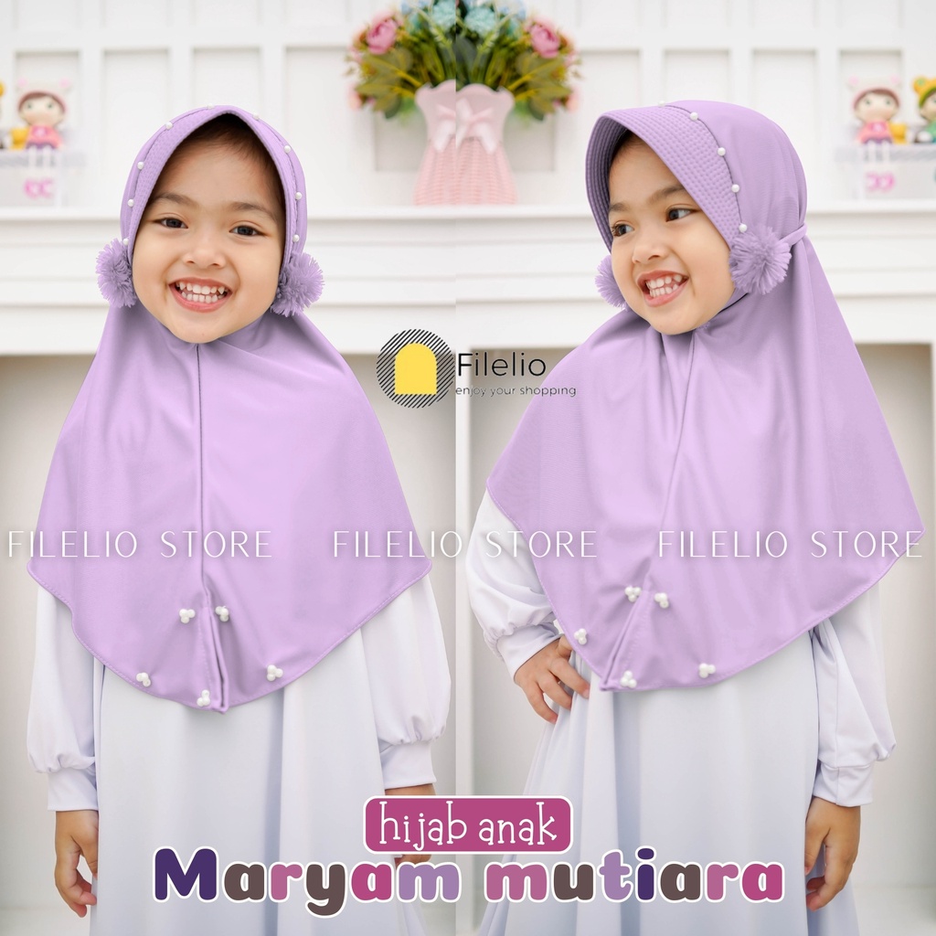 Kerudung Instan Anak TK Maryam Mutiara / Hijab Anak TK Kekinian / Hijab Anak TK Ped Mutiara Pompom / Jilbab Anak Karakter / Jilbab Anak Perempuan / Jilbab Anak Jersey / Kerudung Anak TK / Bergo Anak Jersey / Bergo Anak TK