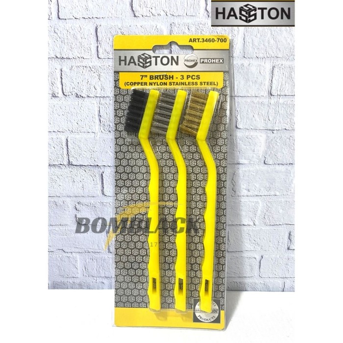 HASSTON Sikat Kawat Mini Set 3 pcs Anti Karat Kuningan Baja Nilon