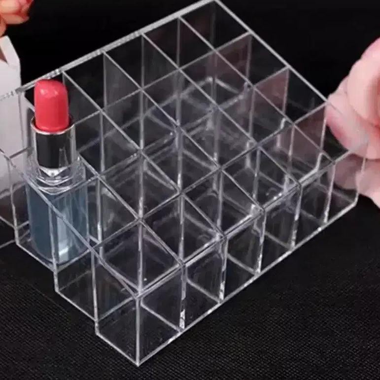 Rak Lipstik Organizer Akrilik Kotak Penyimpanan Lipstick Make Up Organizer Kosmetik