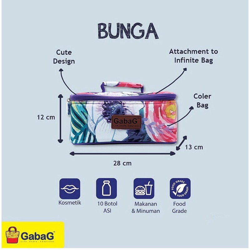 GABAG COOLER BAG TAS ASI - MOTIF AWAN CRISTAL BUNGA FREE ICE GEL