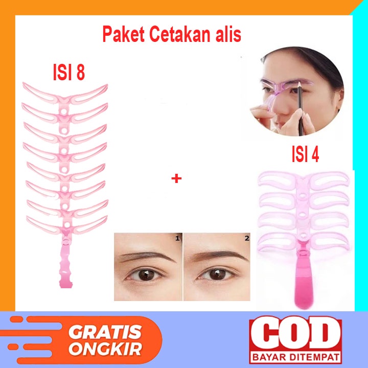 Bundle special - Cetakan Alis 4 IN 1 + 8 IN 1  Eyebrow Template  Model / Alat Cetak Gambar Alis