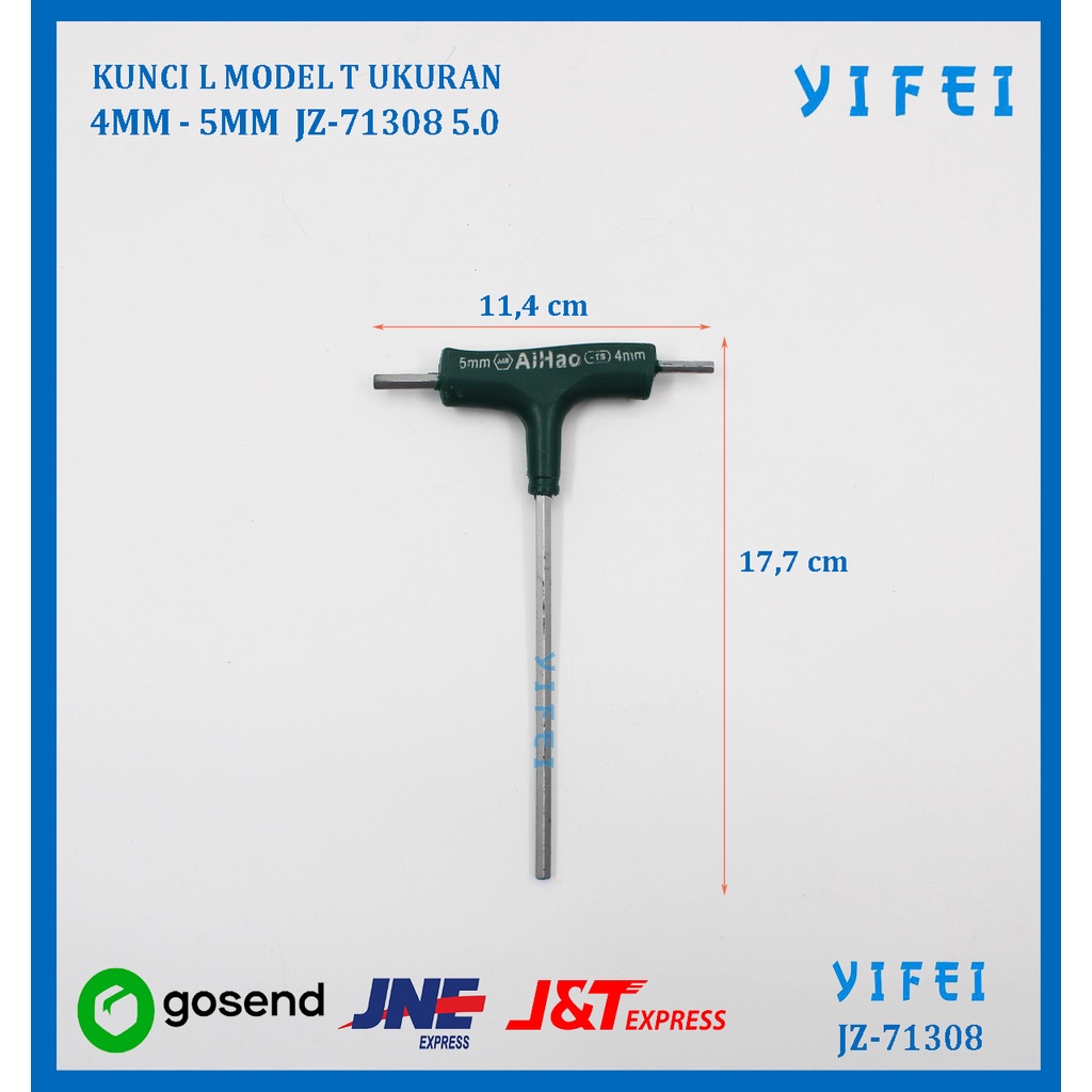 KUNCI L MODEL T UKURAN 4MM - 5MM HEXAGON SCREW YIFEI-71308 5.0