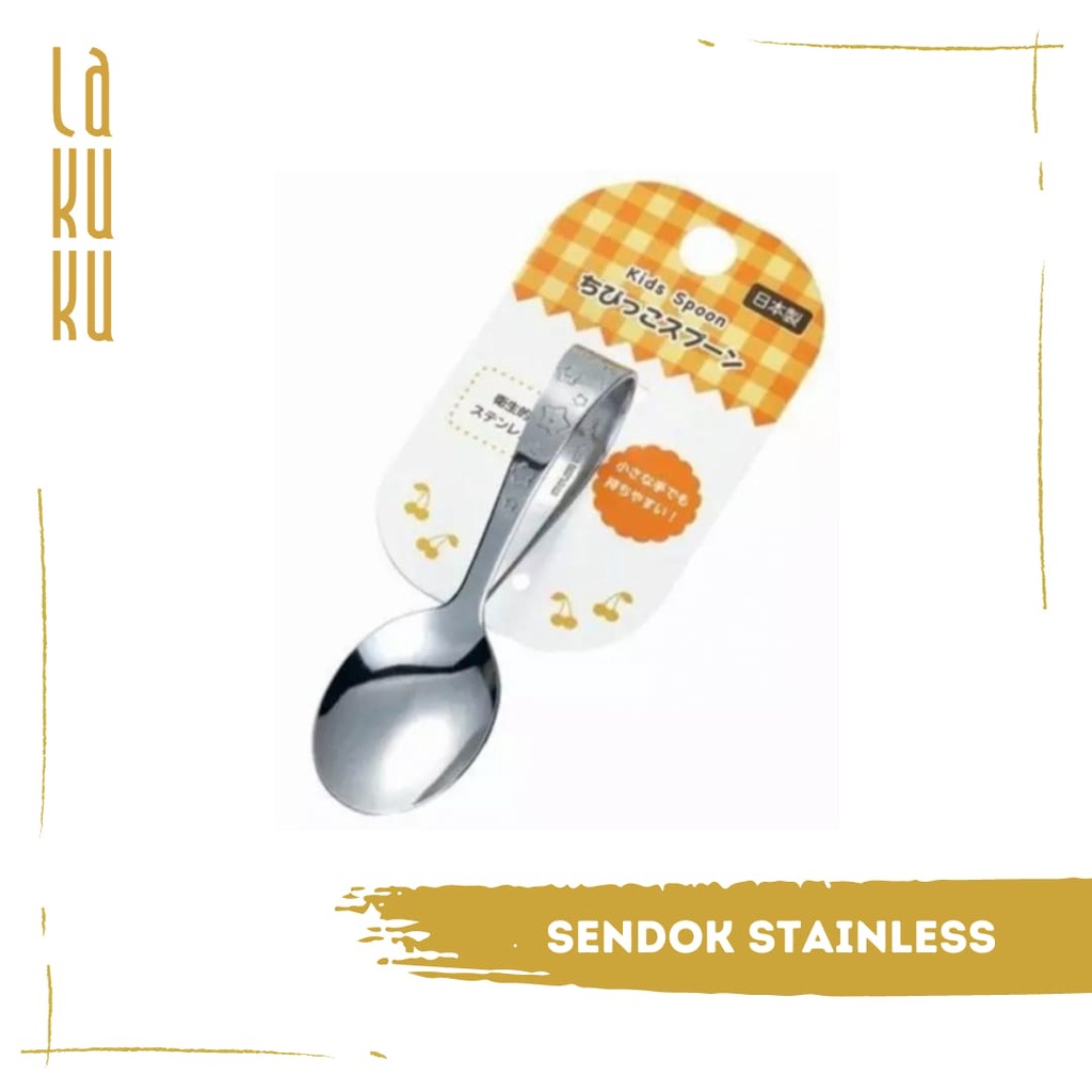 Lakuku - Peralatan Makan BLW Stainless Sendok Garpu Anak Training Spoon made in Japan