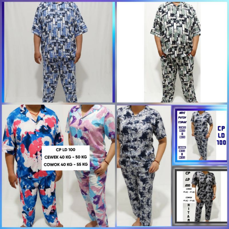 Baju tidur rayon/one set tie dye/krah kemeja/corak/premium bisa copel ibu an anak